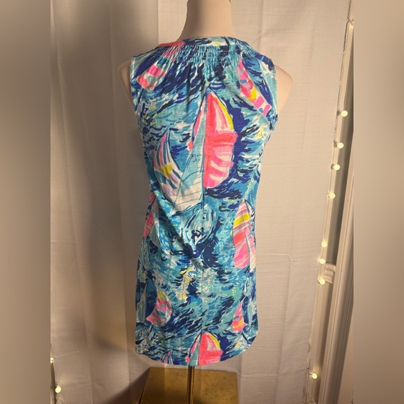 Lilly Pulitzer Blue and Pink Halter Mini Sundress - Picture 2 of 9